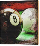 Eight And Cue Ball Wood Print
