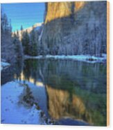 El Capitan Winter Yosemite National Park Wood Print