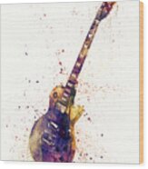 Electric Guitar Abstract Watercolor Wood Print