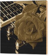 Electric Guitar And Rose Wood Print