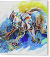 Elephant Calf Playing With Butterfly Wood Print