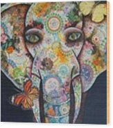 Elephant Mixed Media 1 Wood Print