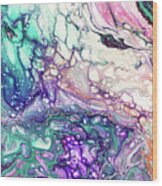 Emerald And Amethyst Triptych. Abstract Fluid Acrylic Painting Wood Print
