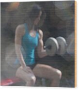 Emily Working Out On Stream Wood Print