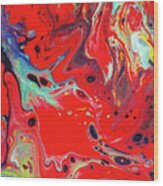 Emotional Soul - Red Abstract Canvas Painting Wood Print