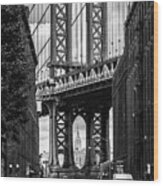 Empire State Building Framed By Manhattan Bridge Wood Print