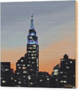 Empire State Building Ombre New York Skyline Wood Print