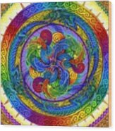 Psychedelic Dragons Rainbow Mandala Wood Print