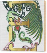 Epsilon Eagle In Green And Digital Gold Wood Print