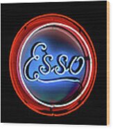 Esso Neon Sign Wood Print