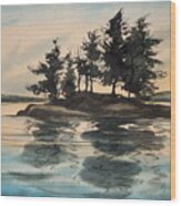 Evening Island Wood Print