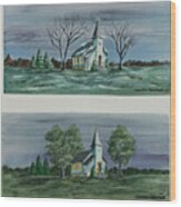 Evening Worship In Winter And Summer Wood Print