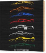 Exotic Cars Of 90s Silhouettehistory Wood Print