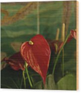 Exotic Tropical Dream Garden - Hot Red Hearts And Sea Creatures Wood Print