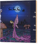 Fairy Christmas Card Wood Print