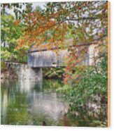 Fall Colors Over The Babs Covered Bridge Wood Print