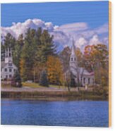 Fall Foliage In Marlow, New Hampshire. Wood Print