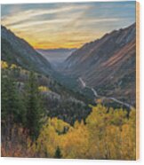 Fall Sunset In Little Cottonwood Canyon Wood Print