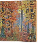 Fall Woods Wood Print