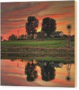 Farm Sunset Wood Print