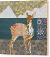 Fawn Collage Wood Print