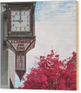 Fayetteville Arkansas Clock And Fall Colors Wood Print