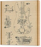 Fender Bass Guitar Pickup Patent Drawing Wood Print