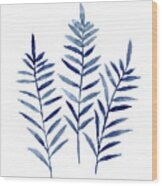 Fern Plant Print Navy Blue Botanical Wall Decor, Abstract Home Garden Art Print, Wood Print