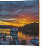 Ferry Boat Sunrise Wood Print