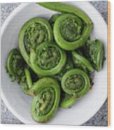 Fiddleheads From Above Wood Print