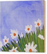 Field Of Daisies Wood Print