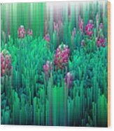 Field Of Glitches - Pixel Art Wood Print