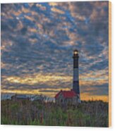 Fire Island Lighthouse At Sunset Wood Print