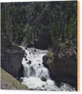 Firehole Falls Landscape Firehole River In Yellowstone National Park Wood Print