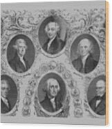 First Six U.s. Presidents Wood Print