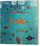 Fish Are Friend Not Food Poker Wood Print