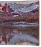 Fisher Towers Fading Sunset Wood Print