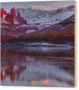 Fisher Towers Landscape Glow Wood Print