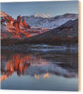 Fisher Towers Sunset On The Colorado Wood Print