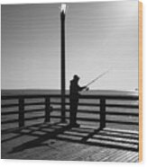 Fisherman At Coney Island Wood Print