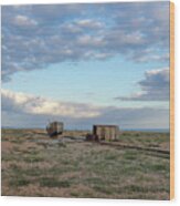 Fishermans Landscape, Dungeness Beach Wood Print