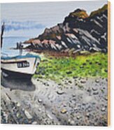 Fishing Boat Cadgwith Wood Print