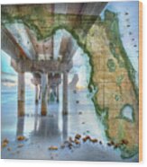 Fishing Piers Of Florida Wood Print