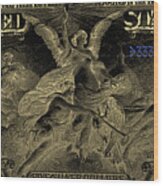 Five U.s. Dollar Bill - 1896 Educational Series In Gold On Black Wood Print