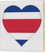 Flag Of Costa Rica Heart Wood Print