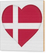 Flag Of Denmark Heart Wood Print