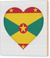 Flag Of Grenada Heart Wood Print