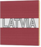 Flag Of Latvia Word Wood Print