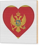 Flag Of Montenegro Heart Wood Print