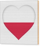 Flag Of Poland Heart Wood Print